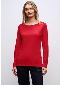 Langarmshirt Street One "Style Lanea", Damen, Gr. 44, racing rot, Jersey, Obermaterial: 50% Baumwolle, 50% Modal. Futter: 100% Baumwolle, unifarben, regular fit normal, U-Boot-Ausschnitt, angesetztes B&uuml;ndchen, Shirts Langarmshirt, mit U-Boot Ausschnitt