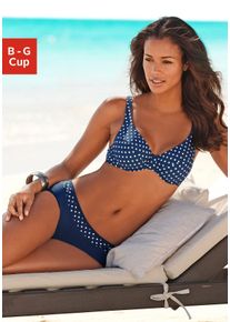 B&uuml;gel-Bikini Lascana, Damen, Gr. 48, Cup E, blau (marine, wei&szlig;), Polyamid, gepunktet, Bikini-Sets B&uuml;gel-Bikini, mit modischen Punkten