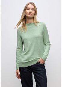 Strickpullover Street One, Damen, Gr. 36, serene gr&uuml;n meliert, Strick, Obermaterial: 30% Polyester, 27% Polyacryl, 23% Polyamid, 20% Viskose, meliert, regular fit normal, ohne Ausschnitt, Rollkante, Pullover Strickpullover, mit feiner Rollkante