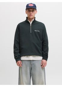 Jack & Jones Sweatshirt JACK & JONES "JORNORREBRO EMB SWEAT HIGH NECK SN", Herren, Gr. M, schwarz (forest river), angeraute Sweatware, Obermaterial: 89% Baumwolle, 11% Polyester, bedruckt, unifarben, relaxed fit normal, hoch geschlossener Ausschnitt, Rippb&uuml;ndchen, Sweatshirts Sweatshirt