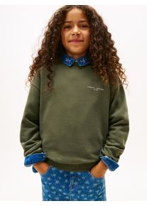 Sweatshirt Tommy Hilfiger "MINI CORP C-NECK", Jungen, Gr. 3 (98), pewter gr&uuml;n, Sweatware, Obermaterial: 80% Baumwolle, 20% Polyester, regular fit normal, Rundhals, B&uuml;ndchen, Sweatshirts Sweatshirt, Kinder bis 16 Jahre, f&uuml;r Jungen und M&auml;dchen, regular fit