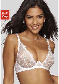 B&uuml;gel-BH Lascana "Gianna", Damen, Gr. 80, Cup C, wei&szlig;, Spitze, Obermaterial: 54% Polyamid, 46% Polyester, BHs B&uuml;gel-BH, aus leicht schimmernder Spitze in transparenter Optik, sexy Dessous