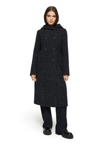 Wollmantel Gil Bret, Damen, Gr. 42, schwarz, grau, Web, Obermaterial: 32% Baumwolle, 27% Polyester, 18% Wolle, 18% Polyacryl, 5% sonstige Fasern, unifarben, gerade ca. Mitte Wade, Rundhals, M&auml;ntel Wollmantel, mit Kapuze