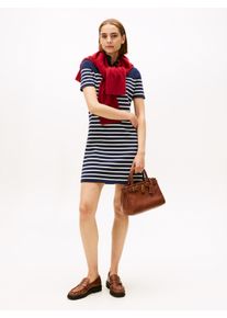 Jerseykleid Tommy Hilfiger "CO JERSEY MID GG SHIFT S/S DRESS", Damen, Gr. XXXL(46), N-Gr, wei&szlig; (placed thin wei&szlig; stp sweaters), Jersey, Obermaterial: 85% Baumwolle, 15% Polyamid, gestreift, Kleider Jerseykleid