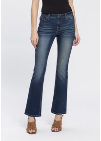 Bootcut-Jeans Arizona "Baby Bootcut", Damen, Gr. 84, K + L Gr, blau (dunkelblau us), Denim/Jeans, Obermaterial: 69% Baumwolle, 29% Polyester, 2% Elasthan, Basic, bootcut fit, Jeans Bootcut-Jeans, leicht ausgestelltes Bein, hohe Leibh&ouml;he, Topseller