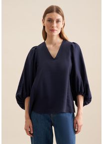 Tunika Seidensticker "Schwarze Rose", Damen, Gr. 38, blau (marineblau), 49% Viskose, 38% Leinen, 13% Polyester, unifarben, Tuniken Tunika