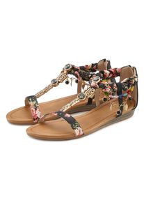 Sandale Lascana "Sommerschuh", Damen, Gr. 38, bunt (schwarz, rot, braun, bunt), Obermaterial: 100% Textilmaterial. Decksohle: 100% Lederimitat. Futter: 100% Lederimitat. Laufsohle: 100% Synthetik, ethno, Schuhe Sandale, Sandalette, Sommerschuh im Festival-Look VEGAN, Topseller