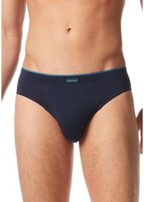 Slip Bruno Banani "INFINITY", Herren, Gr. L, blau (dunkelblau), Obermaterial: 47% Baumwolle, 47% Modal, 6% Elasthan, unifarben mit Farbeinsatz, k&ouml;rpernah, Unterhosen Slip, mit Markenpr&auml;gung am Bund