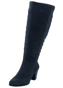 Weitschaftstiefel sheego, Damen, Gr. 39, XL-Schaft, blau (jeansblau), Lederimitat, Polyester, Schuhe Weitschaftstiefel