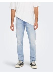 Only & Sons Regular-fit-Jeans ONLY & SONS "WEFT", Herren, Gr. 33, L&auml;nge 32, blau (light blau denim), Denim/Jeans, Obermaterial: 99% Baumwolle, 1% Elasthan, normal, Jeans Regular-fit-Jeans
