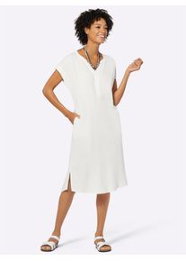 Sommerkleid Casual Looks "Kleid", Damen, Gr. 48, Normalgr&ouml;&szlig;en, wei&szlig;, 100% Baumwolle, unifarben, knielang, V-Ausschnitt, Kleider Sommerkleid