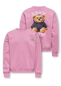 Sweatshirt KIDS Only "KOGBILA L/S OVZ PRINT O-NECK SWT NOOS", M&auml;dchen, Gr. 122/128, mauve orchid print:cozy, Sweatware, Obermaterial: 60% Baumwolle, 40% Polyester, bedruckt, oversize normal, Rundhals, Rippb&uuml;ndchen, Sweatshirts Sweatshirt, Baumwollmischung, oversize