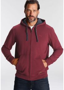 MAN'S WORLD Kapuzensweatjacke MAN'S WORLD, Herren, Gr. M (48/50), rot (bordeaux), angeraute Sweatware, Obermaterial: 80% Baumwolle, 20% Polyester. Kapuzenfutter: 80% Baumwolle, 20% Polyester, normal, Rippb&uuml;ndchen, Sweatjacken Kapuzensweatjacke, mit kontrastfarbigem Innenfutter, Topseller