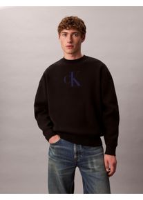 Rundhalspullover Calvin Klein Jeans "LS CTTN CASHMERE 3D LOGO CRWNK S", Herren, Gr. S, schwarz, Web, Obermaterial: 95% Baumwolle, 5% Kaschmir, unifarben, regular fit normal, Rundhals, eingesetzt angesetztes B&uuml;ndchen, Pullover Rundhalspullover, Mit Rundhalsausschnitt, regular fit