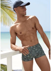 Boxer-Badehose Bruno Banani, Herren, Gr. 8, N-Gr, blau (marine, oliv), Recycling-Polyamid, bedruckt, Badehosen Boxer-Badehose, im Animal-Design, Topseller