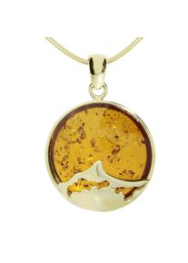 Kette und Anh&auml;nger Set OSTSEE-SCHMUCK "- Fischland-Dar&szlig;-Zingst 25 mm - Gold 333/000 - Bernstein" Gr. 45, gold (gold 333, goldfarben, gelb), Schmuck_Sets, Damen, 45, Gelbgold 333, Kette und Anh&auml;nger Set