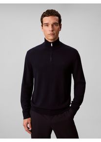 Stehkragenpullover Calvin Klein "LS 100% MERINO QZ 14GG", Herren, Gr. L, blau (schwarz sapphire), Web, Obermaterial: 100% Wolle, unifarben, regular fit normal, Rundhals, eingesetzt gerader Abschluss, Pullover Stehkragenpullover, Mit Rundhalsausschnitt, regular fit