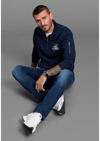 Sweatshirt DELMAO "Troyer", Herren, Gr. L, blau (marine), Sweatware, Obermaterial: 60% Baumwolle, 40% Polyester, regular fit, hoch geschlossener Ausschnitt, Sweatshirts Sweatshirt, mit moderner &Auml;rmeltasche