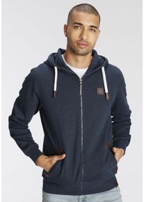 Kapuzensweatjacke AJC, Herren, Gr. L (52/54), blau (marine), Sweatware, Obermaterial: 55% Baumwolle, 45% Polyester. Kapuzenfutter: 65% Polyester, 35% Baumwolle, unifarben, schmal h&uuml;ftbedeckend, Rippb&uuml;ndchen, Sweatjacken Kapuzensweatjacke