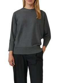 Strickpullover s.Oliver BLACK LABEL, Damen, Gr. 44, grau (dunkelgrau), Strick, Obermaterial: 71% Viskose, 29% Polyester, unifarben, relaxed fit taillenbedeckt, ohne Ausschnitt, Fledermaus&auml;rmel Rippb&uuml;ndchen, Pullover Strickpullover, mit Fledermaus&auml;rmeln