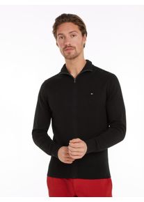 Cardigan Tommy Hilfiger "PIMA ORG CTN CASHMERE ZIP THRU", Herren, Gr. XXL (56), schwarz, Strick, Obermaterial: 95% Baumwolle, 5% Kaschmir, Rippstrickb&uuml;ndchen, Strickjacken Cardigan