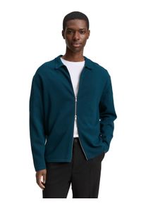 Strickpullover Tom Tailor Denim, Herren, Gr. L, gr&uuml;n (deep pond gr&uuml;n), Strick, Obermaterial: 100% Baumwolle, unifarben, regular fit taillenbedeckt, ohne Ausschnitt, gerader Abschluss, Pullover Strickpullover, mit Rei&szlig;verschluss