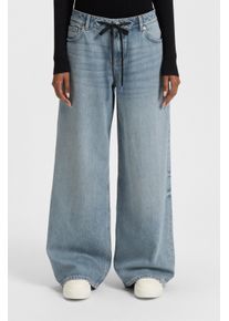 Weite Jeans HUGO BLUE "Gobana", Damen, Gr. 32, L&auml;nge 32, medium blau 428, Denim/Jeans, Obermaterial: 61% Baumwolle, 39% Lyocell, unifarben, weit, Jeans Weite Jeans, Baggy Jeans mit Kordelzug zum Binden