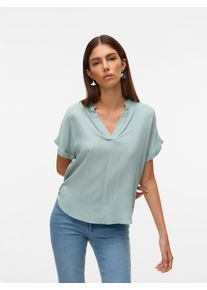 V&eacute;ro Moda Shirtbluse VERO MODA "VMBEAUTY SS TOP GA NOOS", Damen, Gr. XS, gray mist, Web, Obermaterial: 100% Viskose, unifarben, normal, V-Ausschnitt, Blusen Shirtbluse, Viskose, regular fit