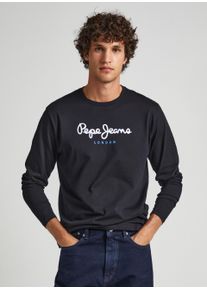 Langarmshirt Pepe Jeans "EGGO LONG", Herren, Gr. XL (56), schwarz, Single Jersey, Obermaterial: 100% Baumwolle, bedruckt, normal normal, Rundhals, Shirts Langarmshirt