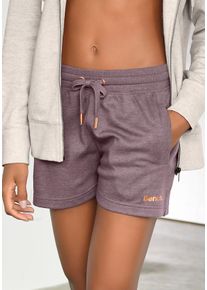 Relaxshorts BENCH. LOUNGEWEAR, Damen, Gr. 44/46, N-Gr, lila (mauve, meliert), Sweatware, Obermaterial: 60% Baumwolle, 40% Polyester, meliert, unifarben, Basic, Basic kurz, Hosen Relaxshorts, Sweathose mit kurzen Seitenschlitzen und seitliche Taschen, Loungewear, Topseller