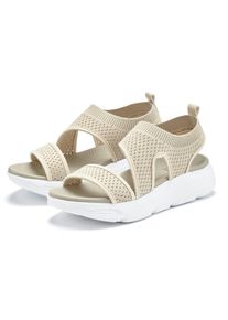 Sandale Lascana "Sommerschuh", Damen, Gr. 36, beige, Obermaterial: 100% Textilmaterial. Decksohle: 100% Synthetik. Laufsohle: 100% Synthetik, unifarben, Schuhe Sandale, Sandalette, Sommerschuh aus elastischem Textil besonders leicht VEGAN