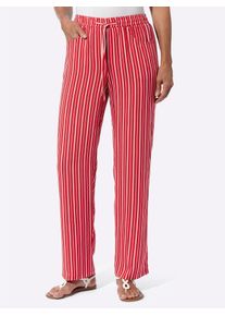 Schlupfhose Classic Basics, Damen, Gr. 46, Normalgr&ouml;&szlig;en, wei&szlig; (rot, wei&szlig;, gestreift), 100% Viskose, gemustert, mehrfarbig, lang, Hosen Schlupfhose