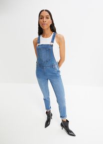 Jeanslatzhose bonprix, Damen, Gr. 46, N-Gr, blau (hellblau denim), Obermaterial: 76% Baumwolle, 16% Polyester, 7% Viskose, 1% Elasthan, loose fit, Jeans Jeanslatzhose, lockerer loose fit, mit Elasthananteil, Topseller