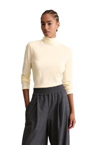 Marc O'Polo Langarmshirt MARC O'POLO DENIM, Damen, Gr. S, wei&szlig; (wei&szlig; blush), Jersey, Obermaterial: 100% Baumwolle, unifarben, slim fit normal, hoch geschlossener Ausschnitt, Shirts Langarmshirt, Rollkragen, Slim-Fit