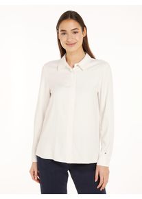 Langarmbluse Tommy Hilfiger, Damen, Gr. 44, wei&szlig; (ancient wei&szlig;), Web, Obermaterial: 100% Viskose, regular fit, Blusen Langarmbluse, mit Logoflagge