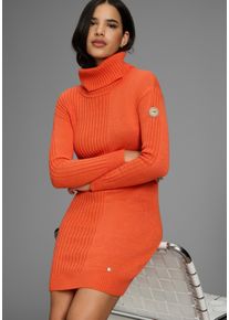 Strickkleid Kangaroos, Damen, Gr. 36/38, N-Gr, orange, Strick, Obermaterial: 60% Baumwolle, 40% Polyacryl, figurumspielend mini, Kleider Strickkleid, mit Rollkragen, Glattstrick & Rippstrick