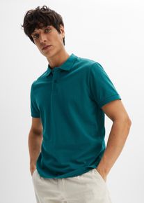 Poloshirt bonprix "Piqu&eacute;-Poloshirt aus reiner Baumwolle", Herren, Gr. 52/54 (L), blau (petrol), Piqu&eacute;, Obermaterial: 100% Baumwolle, unifarben, regular fit h&uuml;ftbedeckend, Rundhals, Rippb&uuml;ndchen, Shirts Poloshirt, Regular Fit, Kurzarm, aus hautfreundlicher Baumwolle