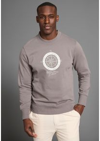 Sweatshirt DELMAO, Herren, Gr. M (48/50), grau, angeraute Sweatware, Obermaterial: 60% Baumwolle, 40% Polyester, normal normal, Rundhals, Rippb&uuml;ndchen, Sweatshirts Sweatshirt, lange &Auml;rmel, l&auml;ssige Passform, mit Print, Rundhals