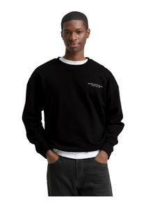 Sweatshirt Tom Tailor Denim, Herren, Gr. L, schwarz, Sweatware, Obermaterial: 70% Baumwolle, 30% Polyester, bedruckt, relaxed fit normal, Rundhals, B&uuml;ndchen, Sweatshirts Sweatshirt, mit Schriftz&uuml;gen