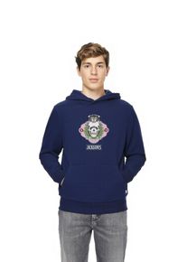 Jack & Jones Kapuzensweatshirt JACK & JONES JUNIOR "JORSKULL NATURE SWEAT HOOD SN JNR", Jungen, Gr. 176, blau (ocean cavern), angeraute Sweatware, Obermaterial: 60% Baumwolle, 40% Polyester, bedruckt, regular fit, Rippb&uuml;ndchen, Sweatshirts Kapuzensweatshirt