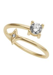 Goldring Firetti "Schmuck Geschenk Gold 333 Stern" Gr. 17, gold (gelbgoldfarben, kristallwei&szlig;), Fingerringe, Damen, 17, Gelbgold 333, 1,2mm, Goldring, mit Zirkonia (synth.)