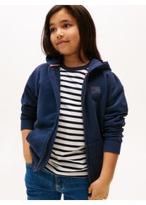 Kapuzensweatjacke Tommy Hilfiger "TONAL FLAG EMB ZIP HOODIE", Jungen, Gr. 86, blau (schwarz night navy), Sweatware, Obermaterial: 100% Baumwolle, unifarben, regular fit h&uuml;ftlang, Rundhals, B&uuml;ndchen, Sweatjacken Kapuzensweatjacke, f&uuml;r Kinder bis 16 Jahre, mit Kapuze