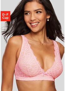 Bralette-BH Lascana "Cara", Damen, Gr. 85, Cup F, rosa (rosa, puder), Spitze, Obermaterial: 88% Polyamid, 12% Elasthan, BHs Bralette-BH, ohne B&uuml;gel im edlen High-Apex Design, sexy Dessous