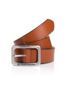 Lederg&uuml;rtel Tom Tailor "TTEVE", Damen, Gr. 100, braun (cognac), Rindsleder, G&uuml;rtel Lederg&uuml;rtel, 4 cm breiter Damen Lederg&uuml;rtel, kalssiches Must-Have