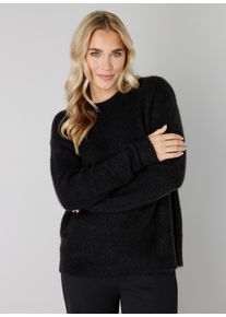 Strickpullover Base Level "Yana", Damen, Gr. 36, schwarz, Strick, Obermaterial: 43% Nylon, 26% Polyacryl, 13% Alpaka, 13% Wolle, 5% Elasthan, unifarben, gerade h&uuml;ftbedeckend, Rundhals, Pullover Strickpullover, mit Wolle