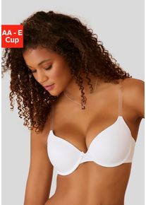 Schalen-BH Lascana "Ela", Damen, Gr. 95, Cup C, wei&szlig;, Microtouch, Obermaterial: 82% Polyamid (TACTEL), 18% Elasthan (LYCRA), Basic, BHs Schalen-BH, mit transparenten Tr&auml;gern, perfect basic mit B&uuml;gel, Basic Dessous