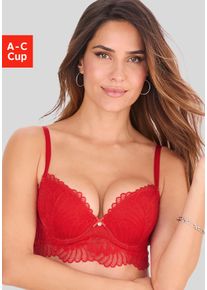 Push-up-BH s.Oliver "Sophie", Damen, Gr. 90, Cup B, rot, Spitze, Obermaterial: 90% Polyamid, 10% Elasthan, BHs Push-up-BH, aus feiner Spitze in leichter Longform, sexy Dessous, Reizw&auml;sche