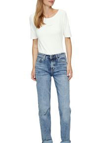 T-Shirt s.Oliver, Damen, Gr. 40, beige (ecru), Jersey, Obermaterial: 95% Baumwolle, 5% Elasthan, unifarben, regular fit taillenbedeckt, Rundhals, Shirts T-Shirt, mit Logoschriftzug