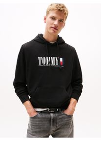 Hoodie Tommy Jeans "TJM REG RWB DNA GRAPHIC HOODIE", Herren, Gr. L, schwarz, Sweatware, Obermaterial: 100% Baumwolle, regular fit, Rippb&uuml;ndchen, Sweatshirts Hoodie