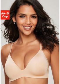 Push-up-BH Lascana, Damen, Gr. 85, Cup A, braun (toffee), Microtouch, Obermaterial: 60% Polyamid, 35% Polyester, 5% Elasthan, Basic, BHs Push-up-BH, ohne B&uuml;gel, mit eingearbeitetem Polster im Untercup, Basic-BH